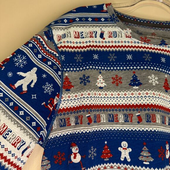 NEW Brooks men's sz large L Distance Graphic Long Sleeve Run Jolly Christmas top - Picture 4 of 9